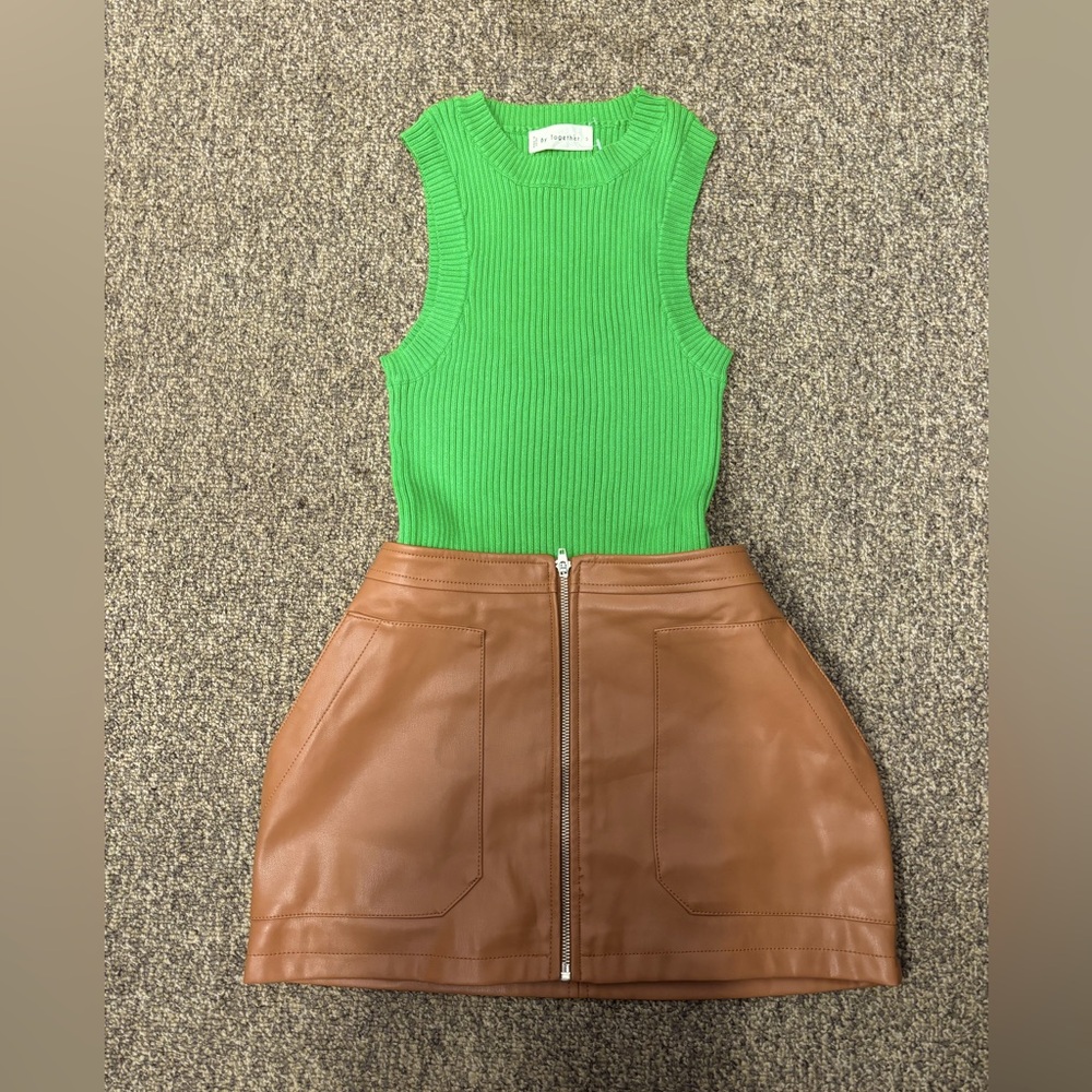 Free People Vegan Leather Mini Skirt